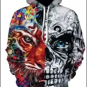 Soft hoodie tiger and skull design (all sizes)